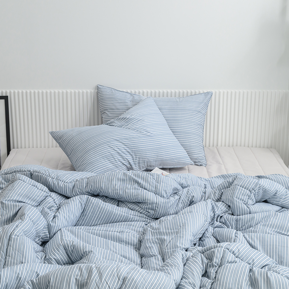 COZY 먼지없는 이불 스트라이프 차렵이불 겨울이불 차렵이불Q 알러지케어 SS 극세사