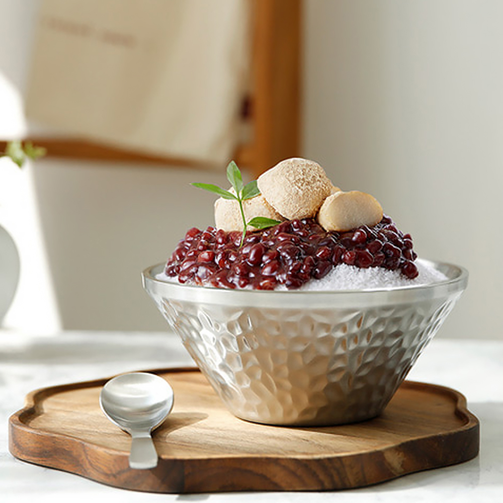해머톤 스텐 이중빙수볼 12cm 디저트 샐러드 아이스크림 화채 팥빙수 시리얼 카페 그릇 - 메인 이미지
