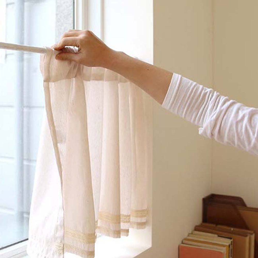 내츄럴 레이스 바란스 커튼 1P 주방 작은 창문 가리개 베란다 미니 선반 다용도실