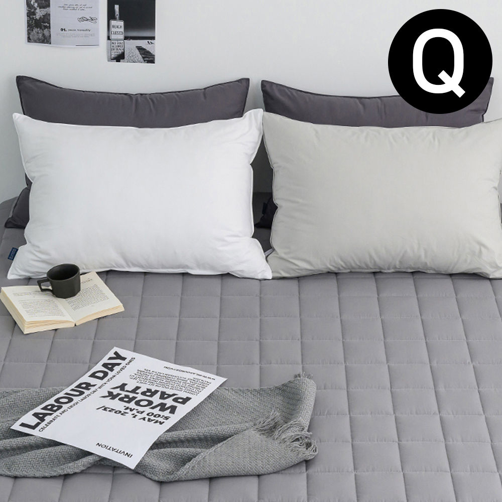 해피니 샤이니 40 수 순면 누빔 매트리스 커버 퀸 Q (그레이) 침대 퀸매트