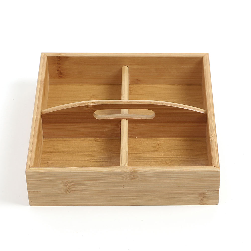 공간 박스 4칸 대나무 수납 보관함 탕비실 티박스 DT 1311080 손잡이형 견과류