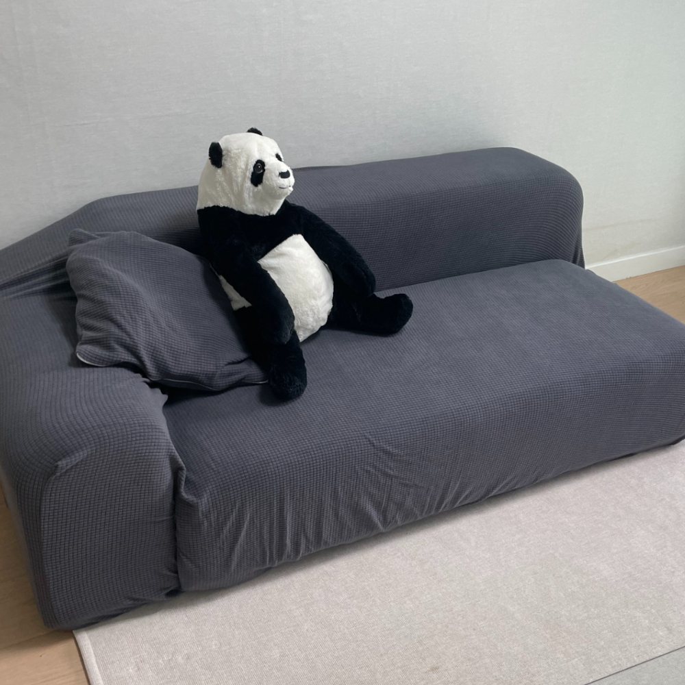 쇼파 천갈이 2인용 리폼 격자 모양 커버 딥그레이 패드 소파