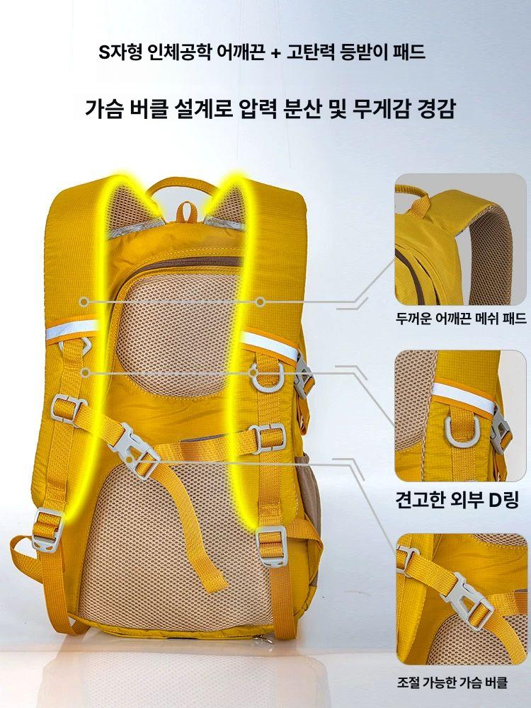 백팩 등산 배낭 하이킹 산책 20리터 소형 방수 경량 운모 회색 20L - 상세 이미지 5