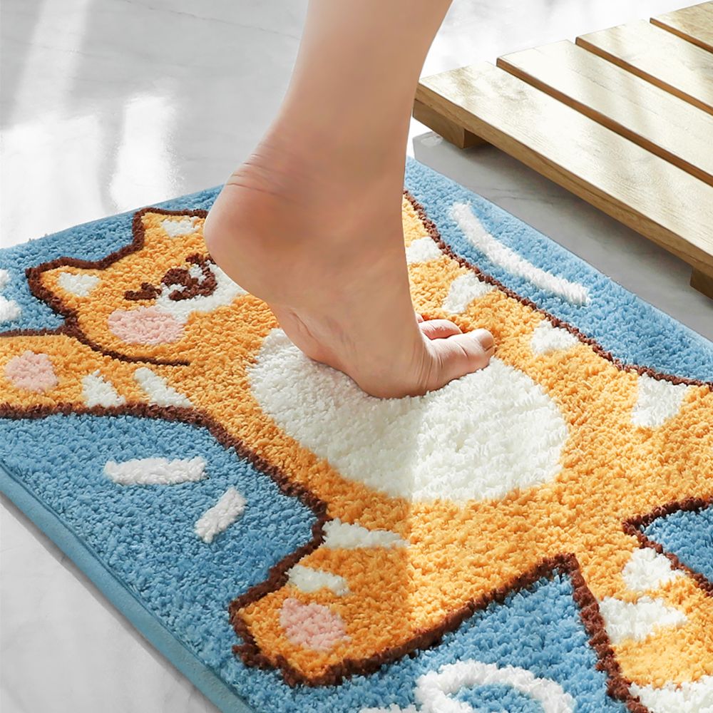 인테리어 극세사 다용도 고양이 발매트 2color 고양이발 캐릭터발 주방 인테리어발 - 메인 이미지
