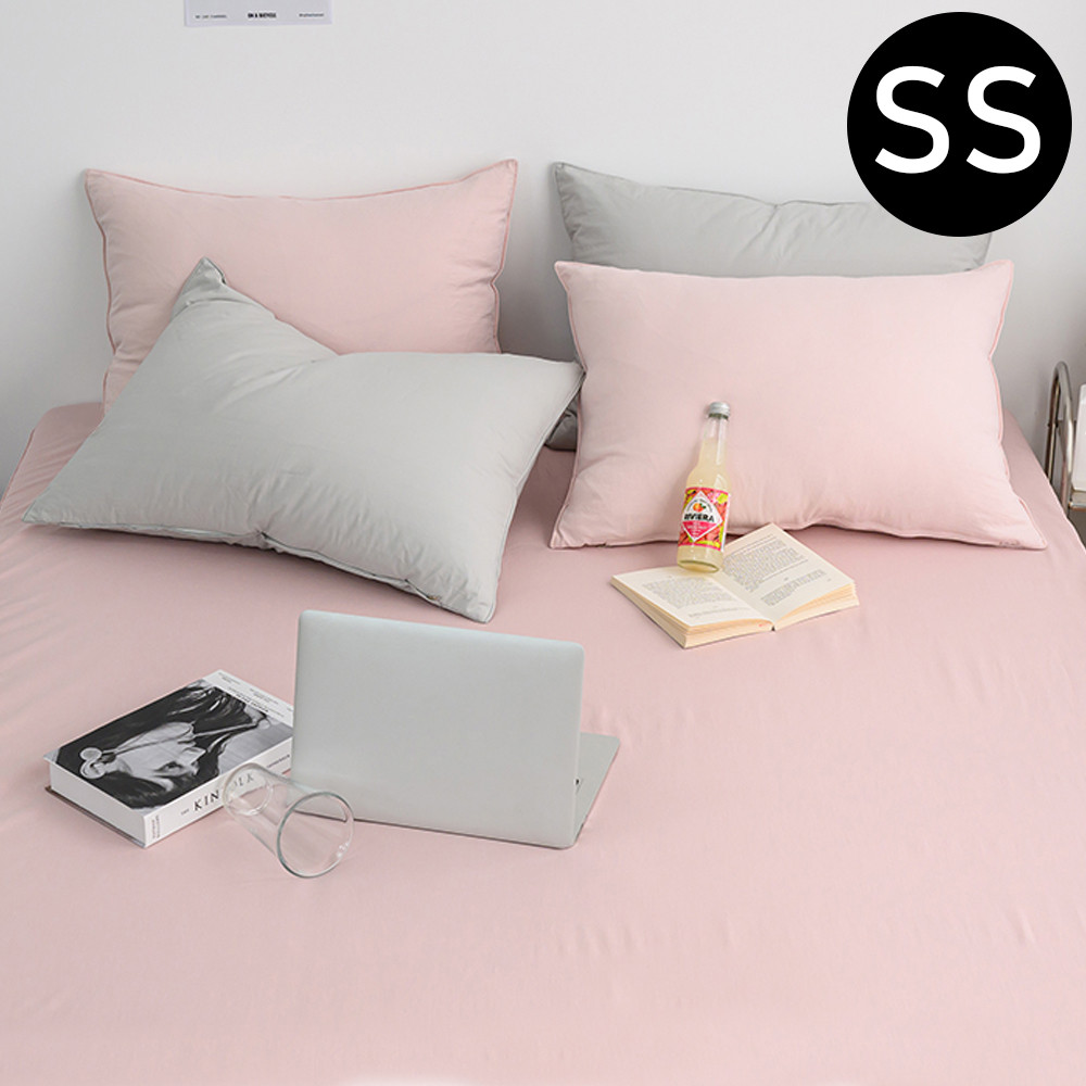 해피니 샤이니 40 수 순면 홑 매트리스 커버 슈퍼 싱글 SS (핑크 베이지) 침대