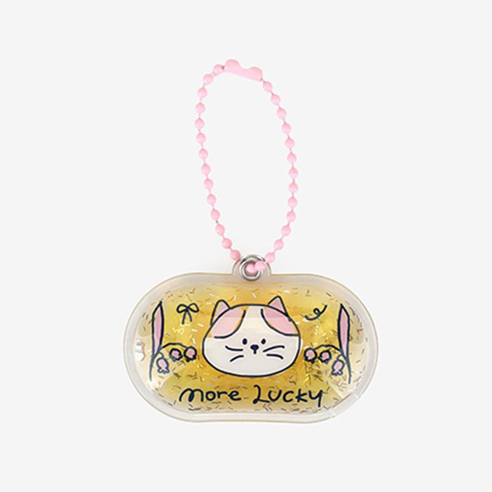군번줄키링 여름키링 미니키링 옐로우 고양이 - 메인 이미지