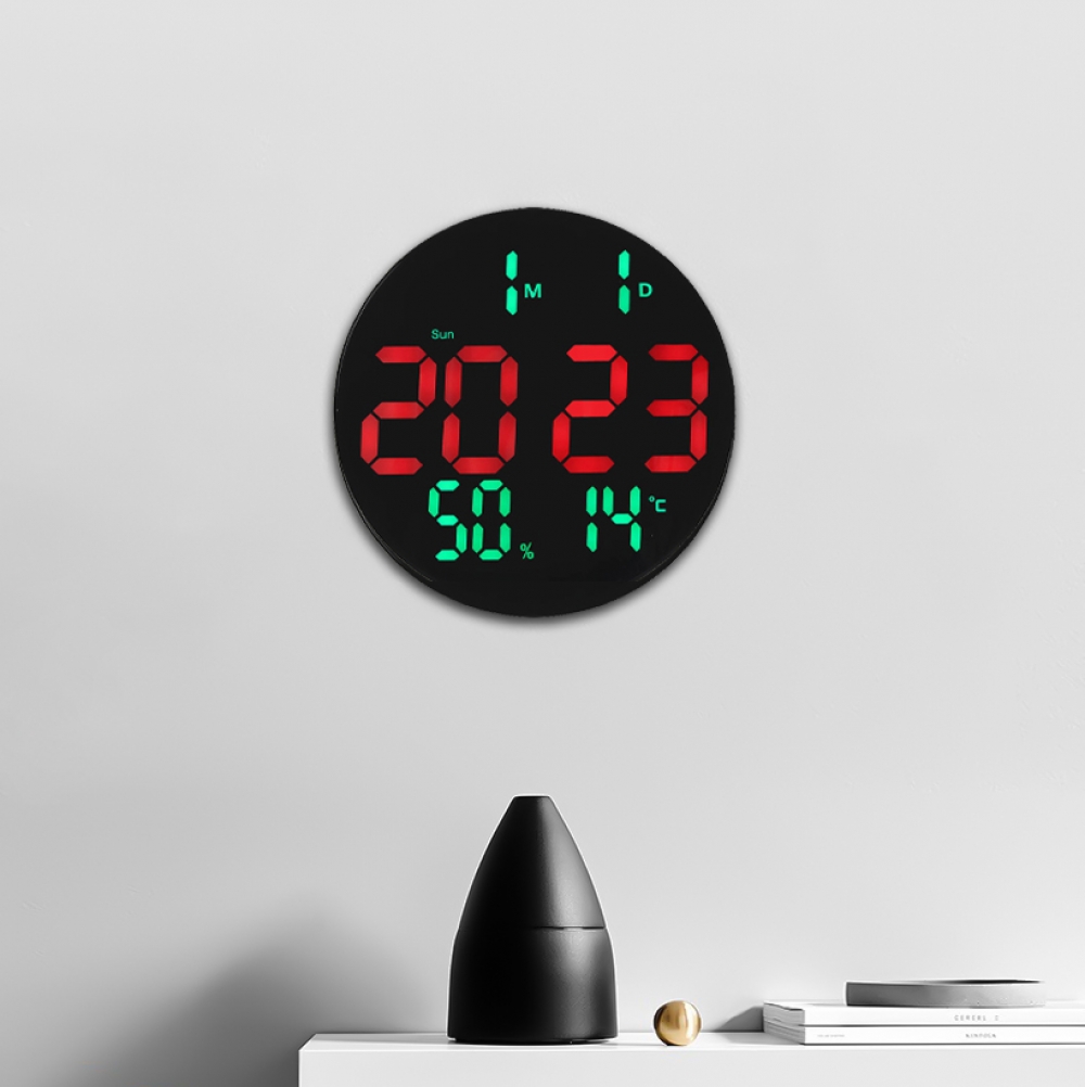 문클락 큰글자 LED 리모컨 디지털 벽시계( 레드) 벽걸이 led 디자인 인테리어 알람 - 상품 이미지