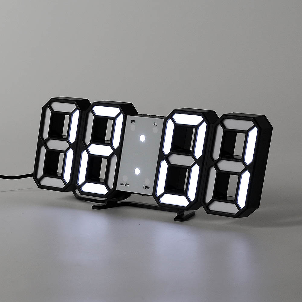스마트 리모컨 LED 디지털 벽시계( 블랙+ 화이트) 벽걸이 led 디자인 인테리어 - 상품 이미지