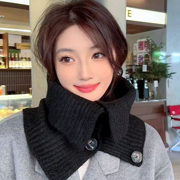 하이 케이프 목도리 머플러 울 버튼 여성 니트 넥워머 겨울 버튼넥 니트넥 - 메인 이미지