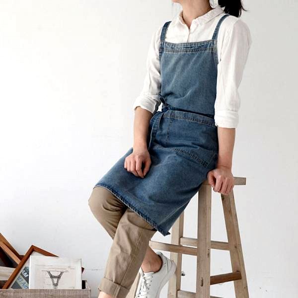 베이킹 꽃집 앞치마 바리스타 목공 작업복 데님 청앞치마