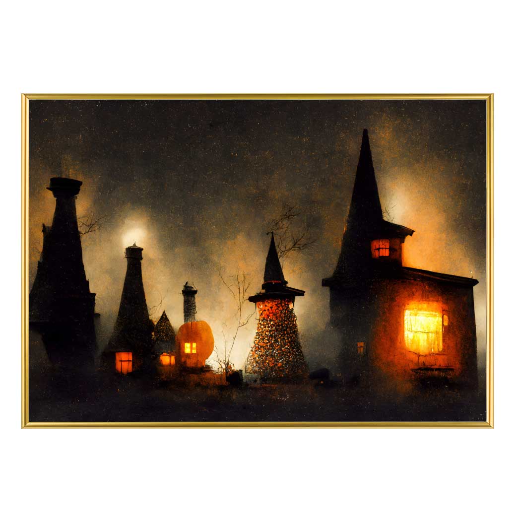가로형 인테리어 액자 Village of the Witches A2 사이즈 가벼운 몰딩 - 메인 이미지