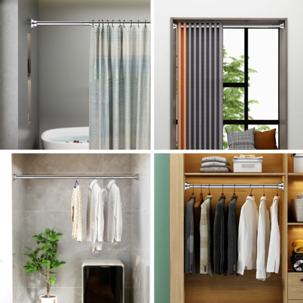 304 무타공 압축봉 80 CM 100 120 150 옷봉 수납 정리 욕실 커튼 다용