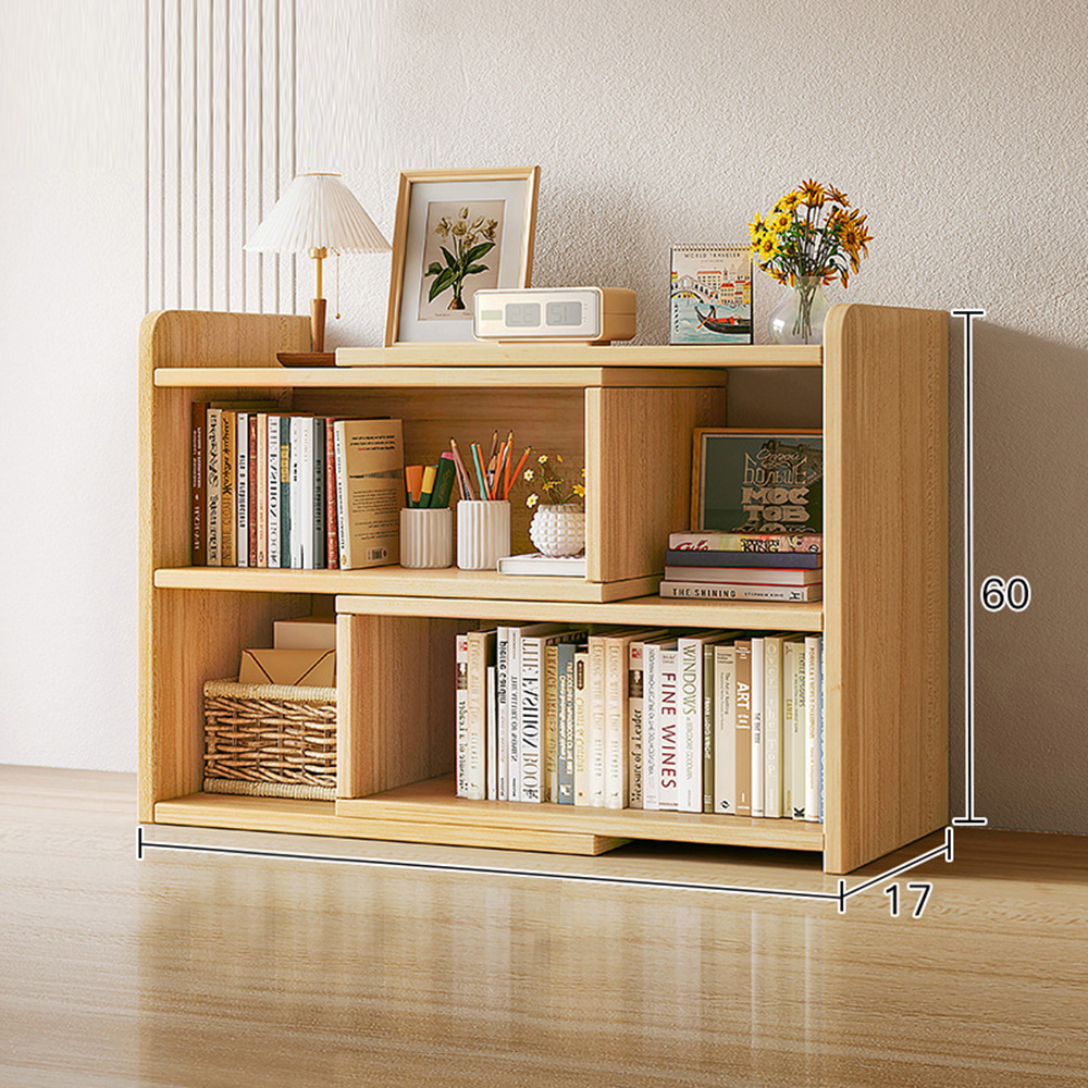 길이 조절형 2단 선반 책장 (30 cm- 50 책선반 책꽂이 진열 디자인 확장형 나무 - 상품 이미지