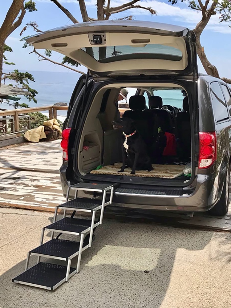 반려견 차량용 계단 접이식 슬로프 대형견 미끄럼방지 경사로 이동 보조계단 SUV 트렁크 오르내림 사다리 5단계 알루미늄 합금 이미지 6