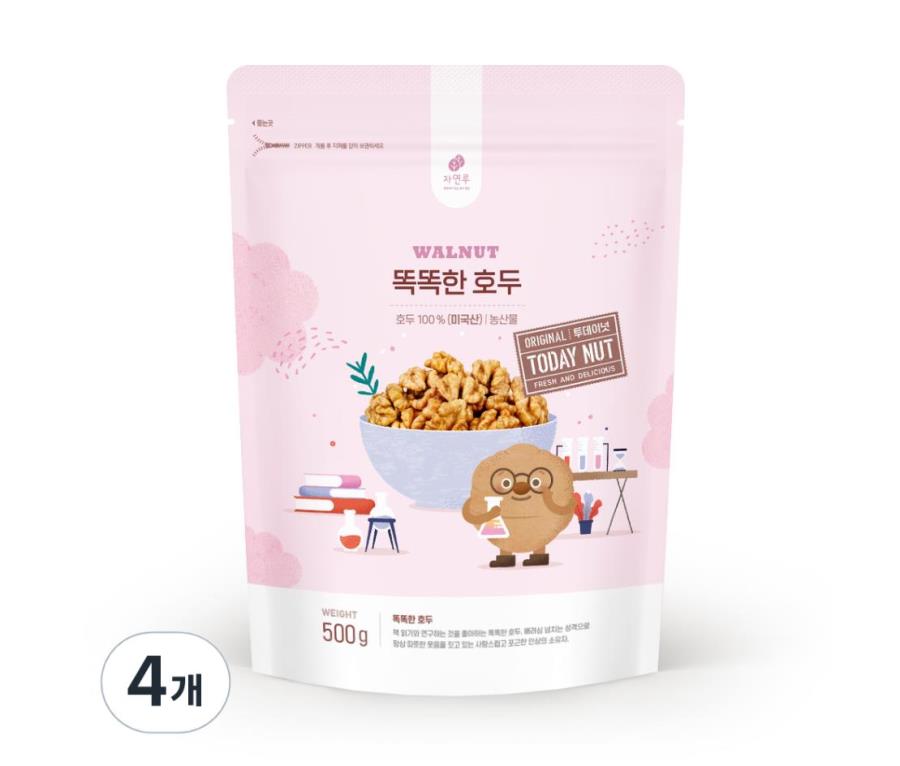 자연루 투데이넛 똑똑한 호두 500g 4개 : 퀵퀵프레시