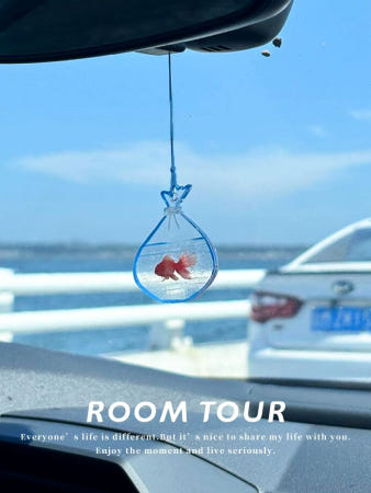 [해외]귀여운 감성 금붕어 투명 콜라주 자동차내부장식 사이트 작은 금붕어 걸이 1개-작은 주머니 약 4cm