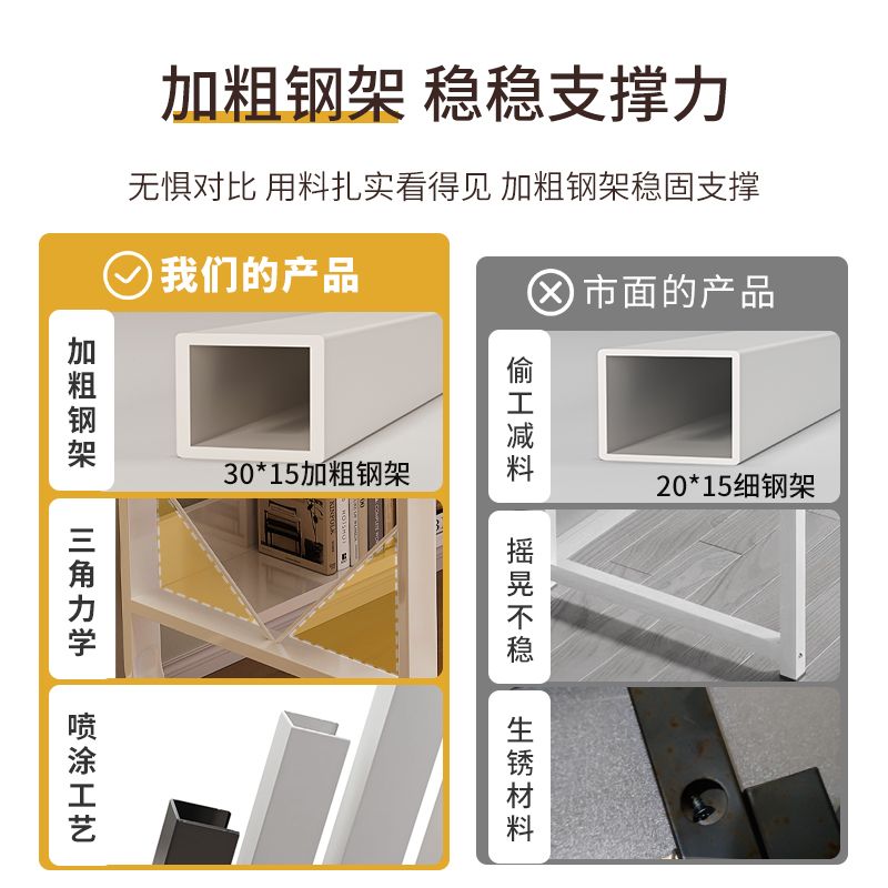 책상 고등학생 대학생 데스크 학생 화이트 서재 일자형 책장 - 상세 이미지 4