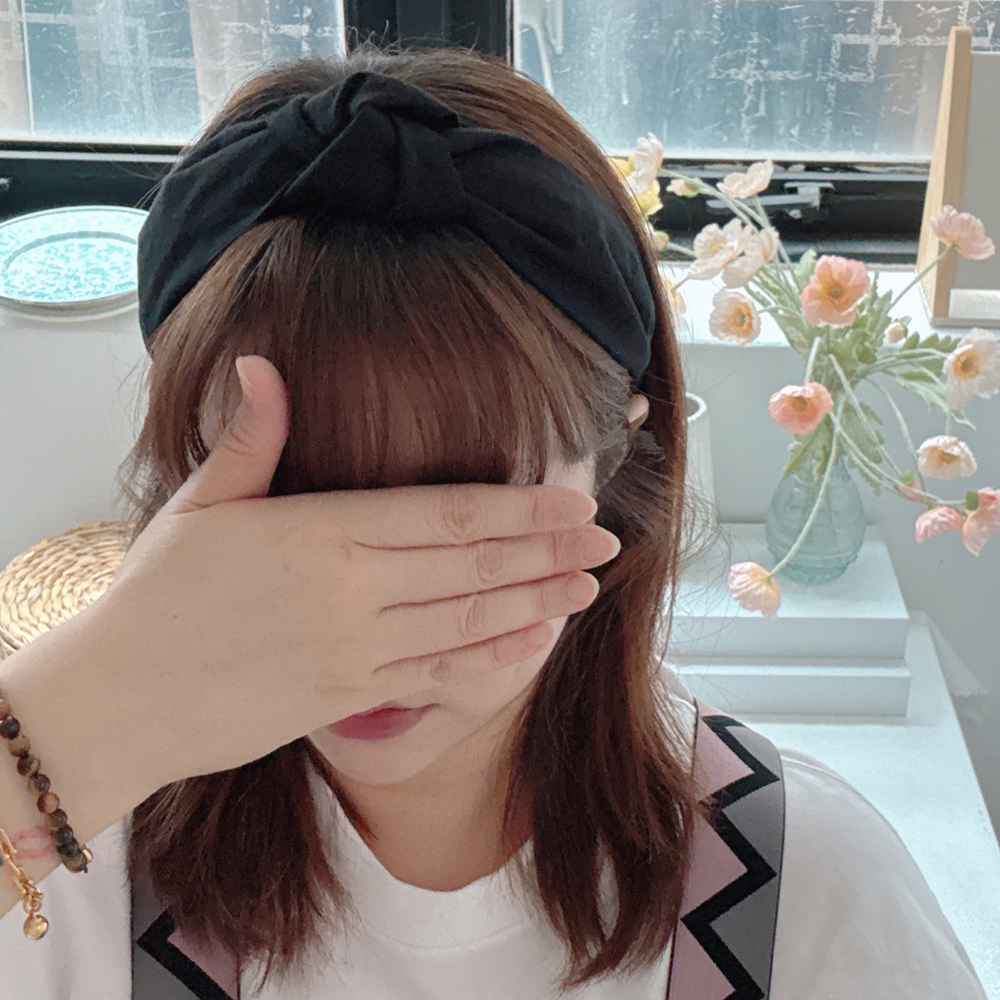 (제작)스타일리쉬 린넨검정머리띠 반다나 헤어밴드넓은면 터번 머리띠 와이드헤어밴드 - 상세 이미지 2