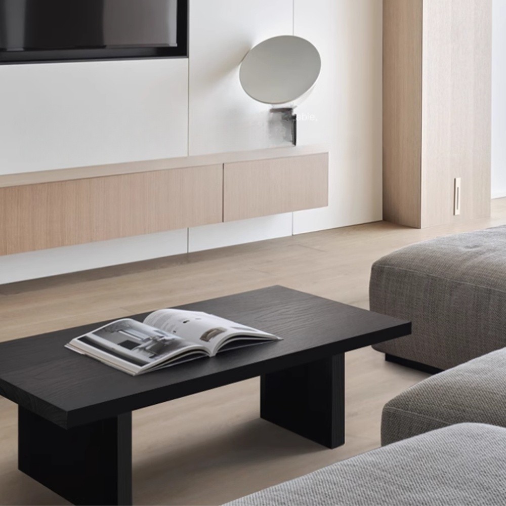 거실 커피테이블 좌식 사각형 우드 블랙 100x50x40