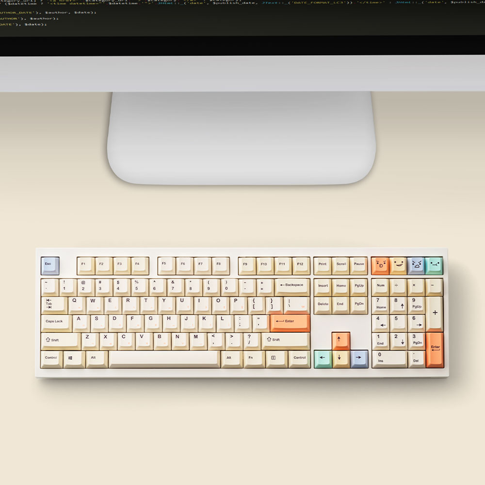 VARO V108 PASTEL 3모드 풀윤활 매크로 커스텀 적축 기계식 키보드 저소음 리니어