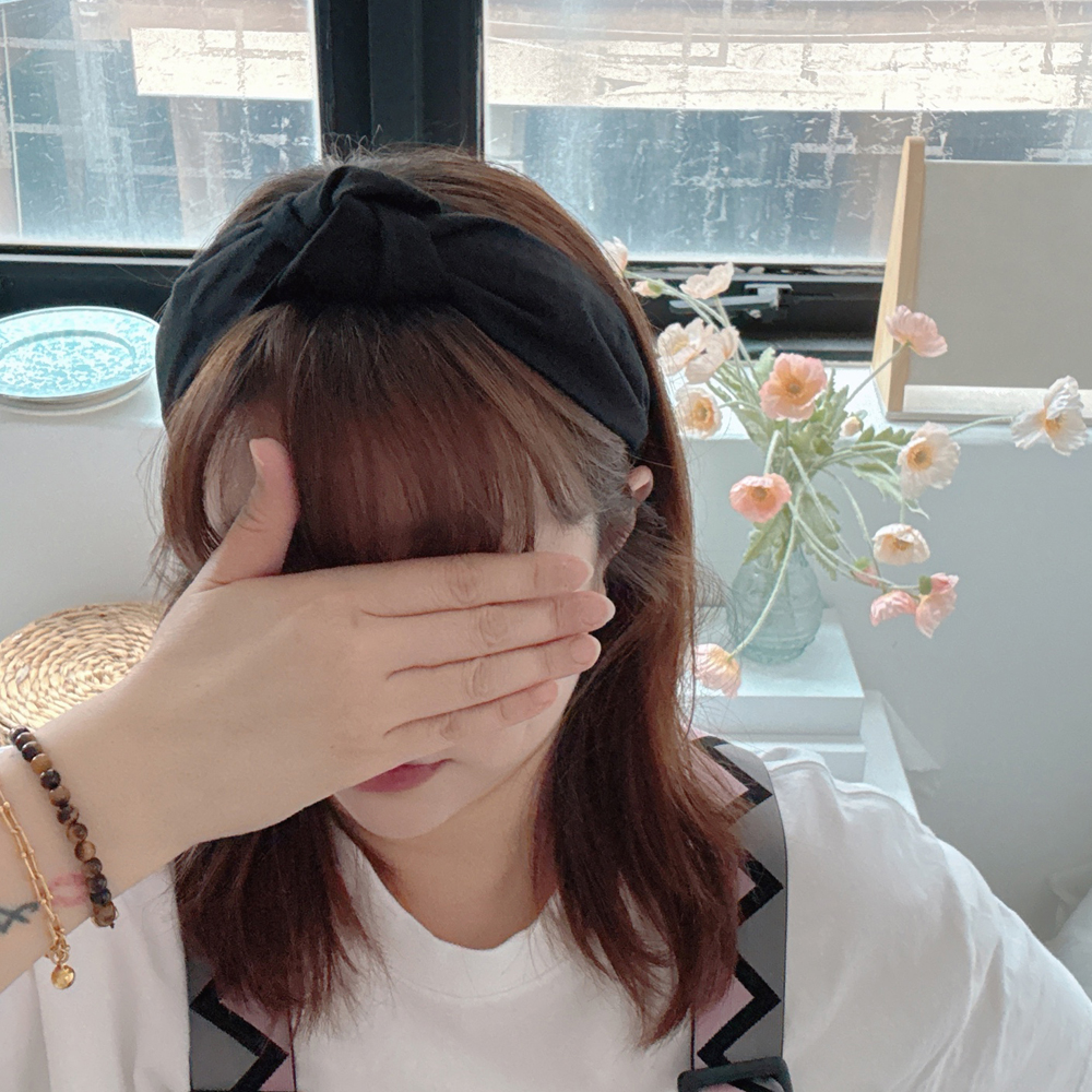 (제작)스타일리쉬 린넨검정머리띠 반다나 헤어밴드넓은면 터번 머리띠 와이드헤어밴드 이미지 7