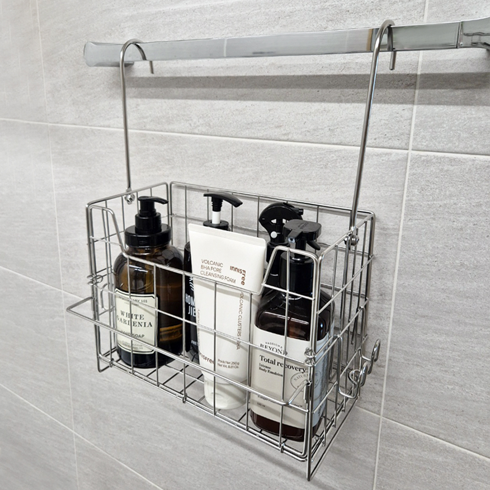 욕실 정리 바스켓 걸이형 주방 수납 철제바스켓 수납바구니 2종류