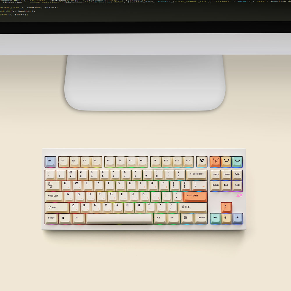 VARO V87 PASTEL 3모드 풀윤활 매크로 커스텀 적축 기계식 키보드 저소음 리니어