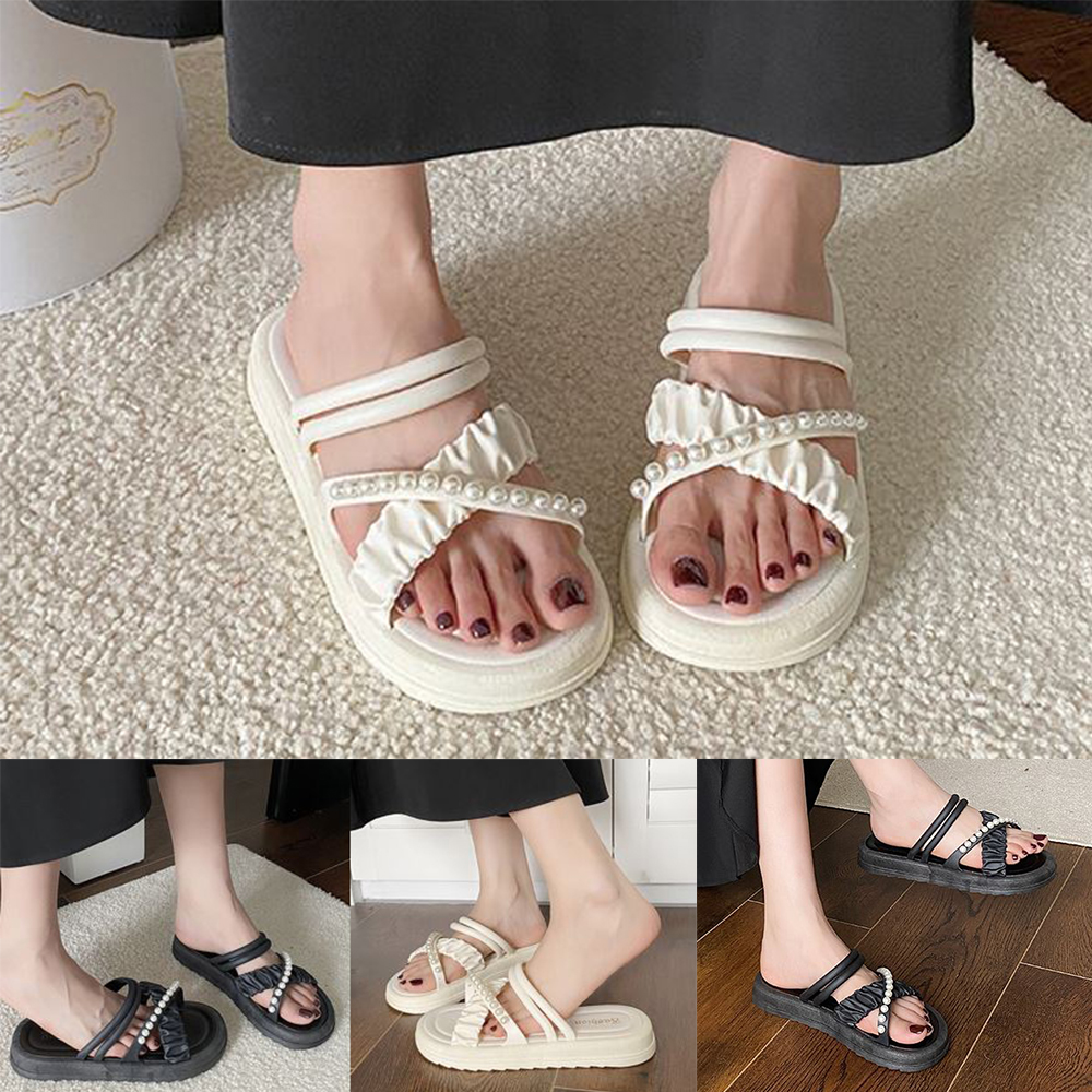 여성 통굽 슬리퍼 여자 진주 밴딩 키높이 패션 슈즈