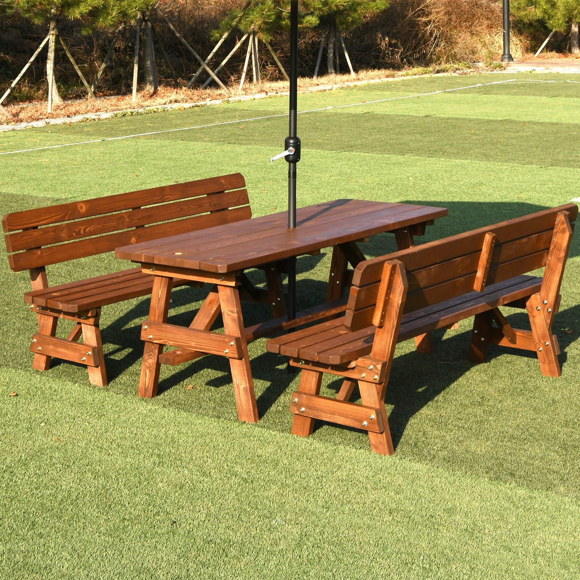 야외테이블세트 정원 편의점테라스 야외용테이블 양쪽등받이 4인월넛