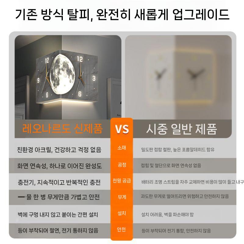 코너 집들이선물 벽시계 무드등 달 인테리어 조명 시계 거실 - 상세 이미지 3