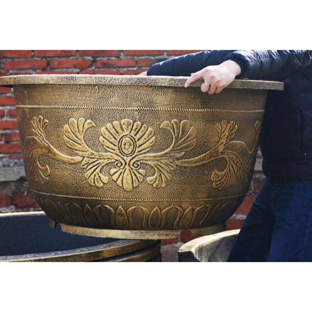 대형 플라스틱 화분 연꽃 분갈이 연못 텃밭 상자 브론즈 90cm (95x50cm) 배수구멍 있는 화분 - 상세 이미지 2
