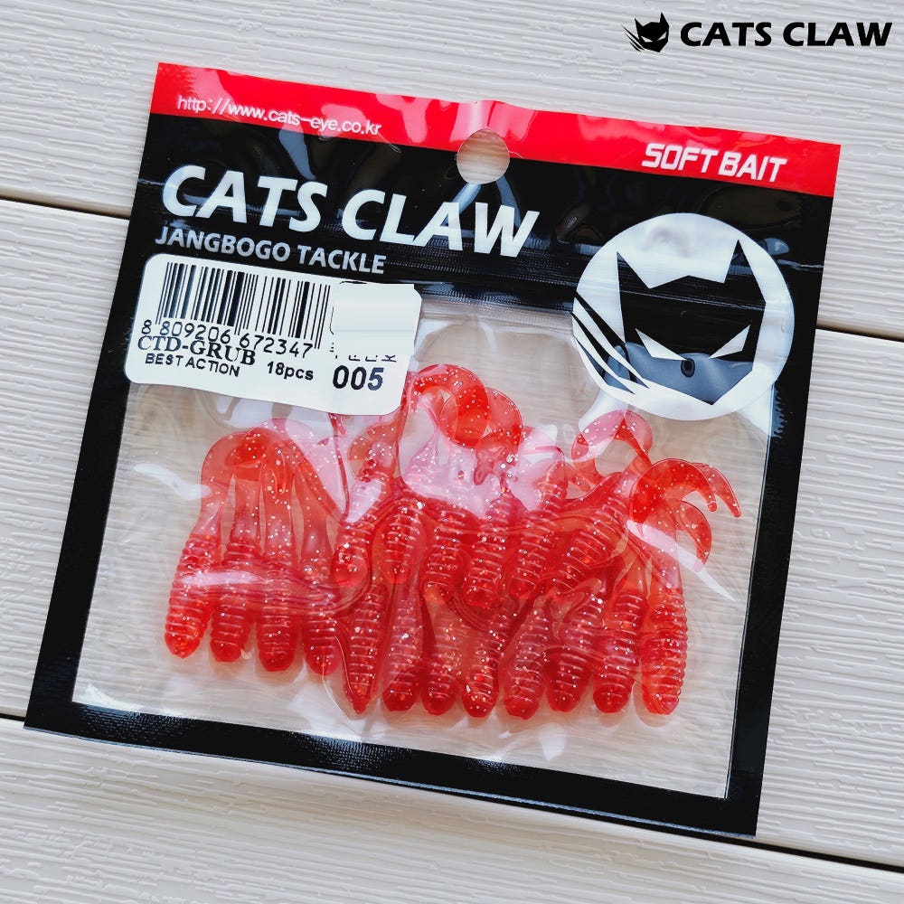 캣츠크로우 CTD 그럽웜 꺽지웜 꺽지미끼 쏘가리웜 005 레드 실버, 3.8cm(1.5인치) - 상세 이미지 4