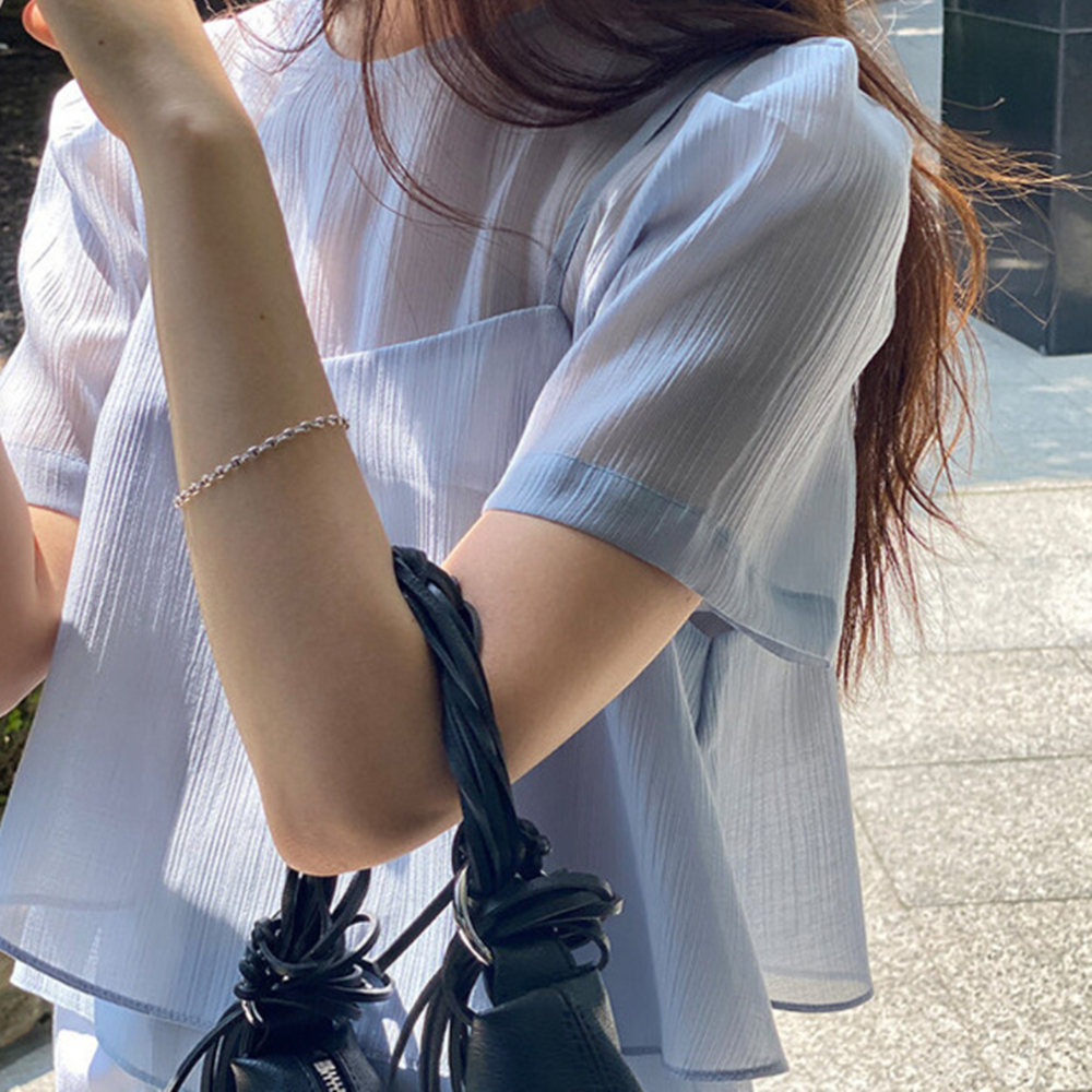 나시 반팔 블라우스 세트 뷔스티에 레이어드 - 상품 이미지