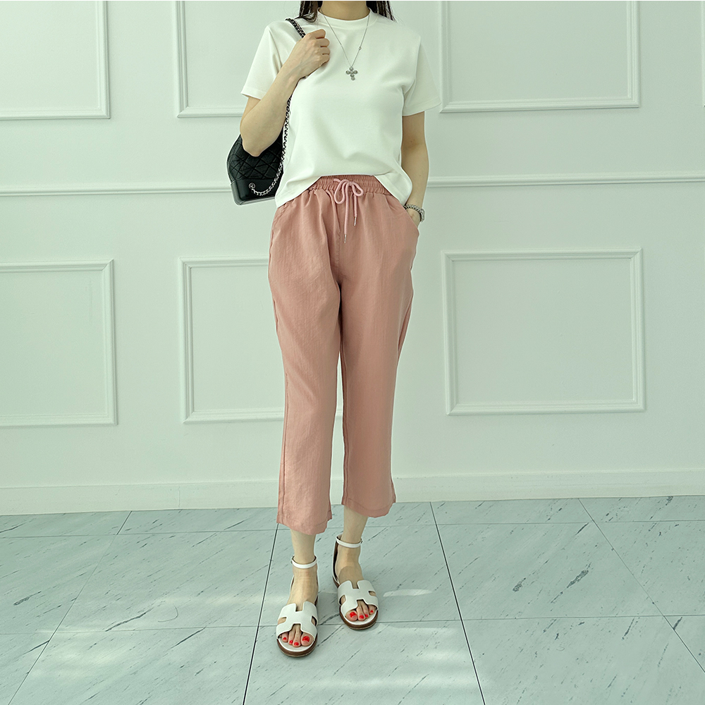 인견바지 여성린넨바지 8부바지 - 상세 이미지 3