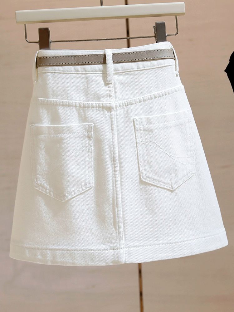 청치마 미니데님스커트 봄 여름 화이트 A라인 플리츠 가을 여성 1.흰색 - 상세 이미지 5
