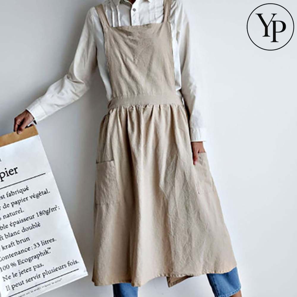 쉬폰 원피스 앞치마 파스텔핑크 빅사이즈 어린이집 선생님 공방 카페 주름 프릴 작업복