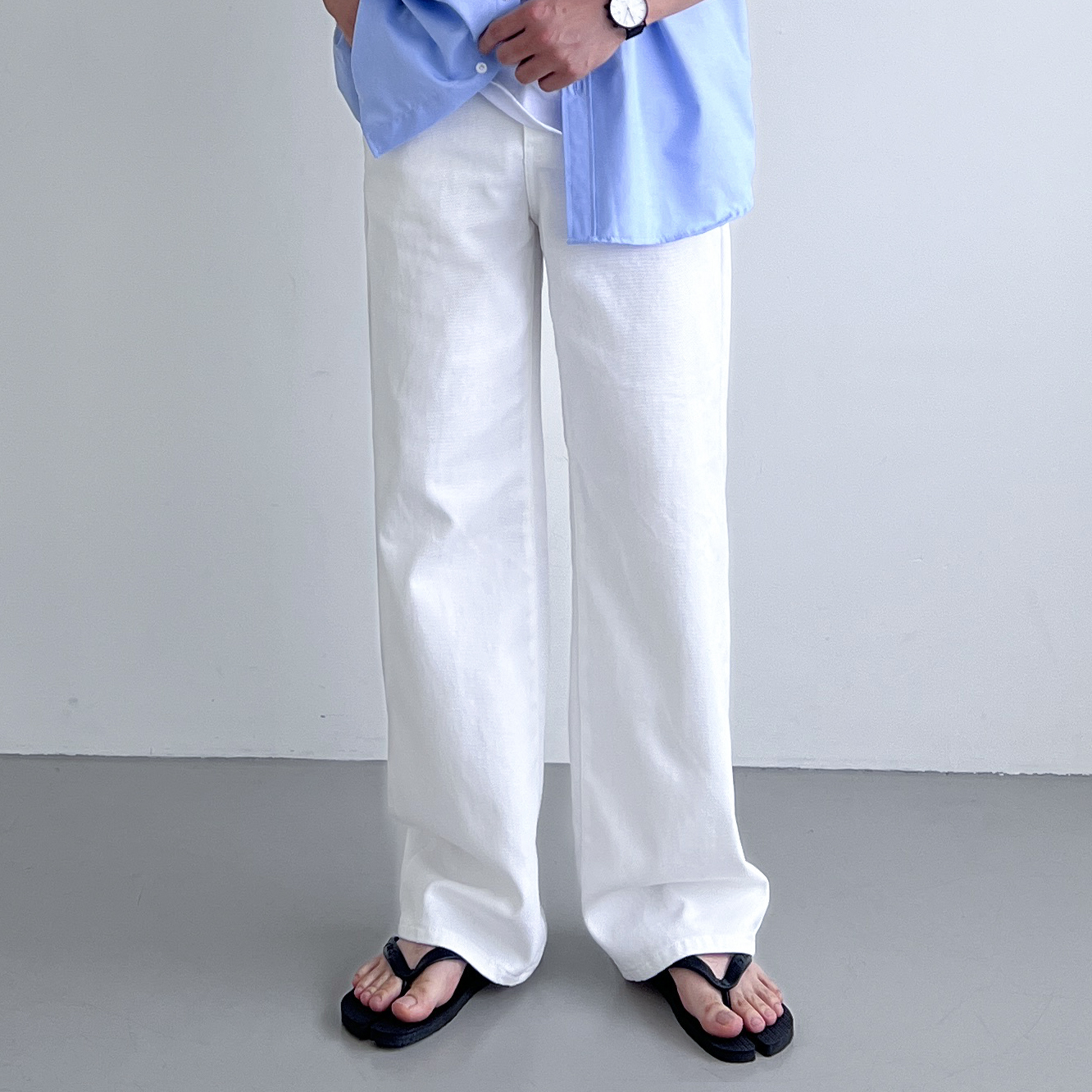 남자흰바지 백바지 남자와이드팬츠 통바지 - 상세 이미지 3