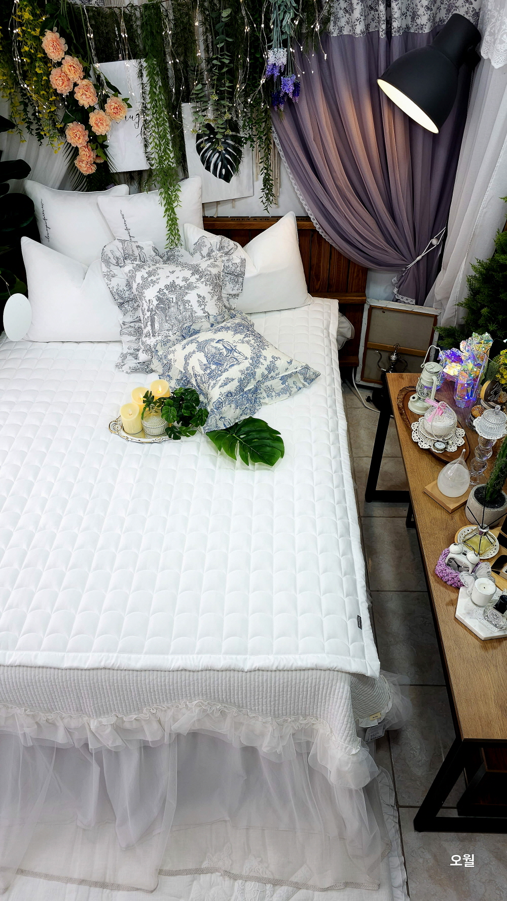 여름 냉감침대패드 국내생산 사계절 순면침대패드 고정밴드