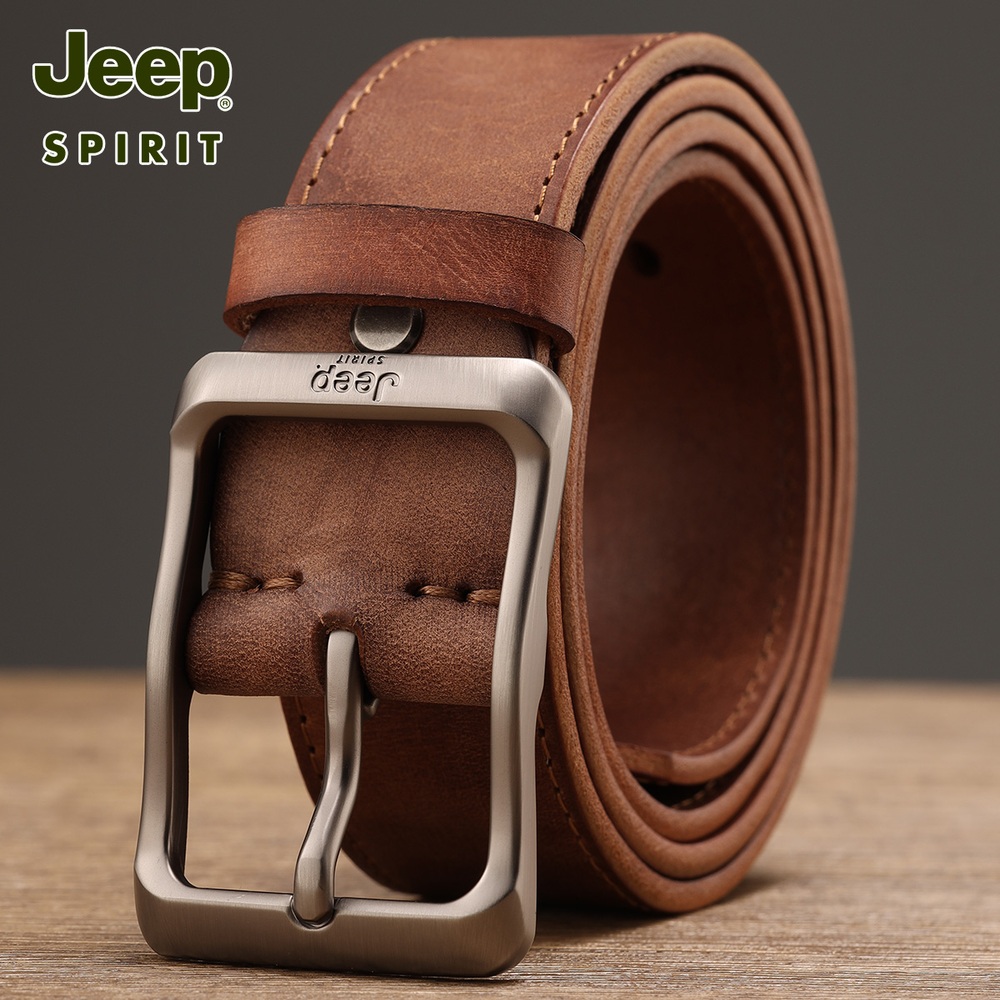 JEEP 남성 정장 캐주얼 통가죽 벨트 - 상세 이미지 5
