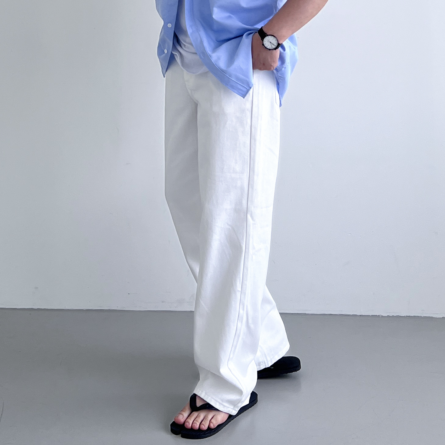 남자흰바지 백바지 남자와이드팬츠 통바지 - 상세 이미지 2