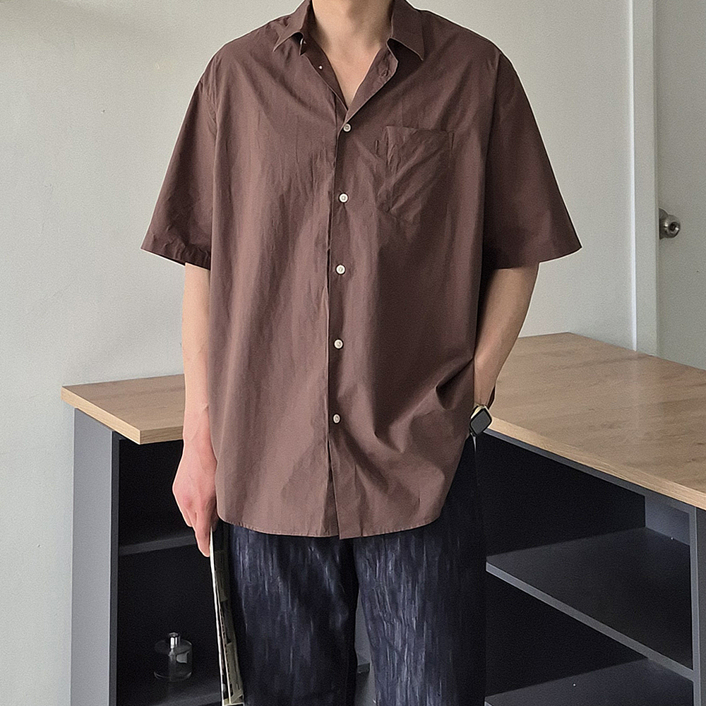 남자 반팔셔츠 쿨링 오버핏 여름 남방 남자 셔츠 - 상세 이미지 5