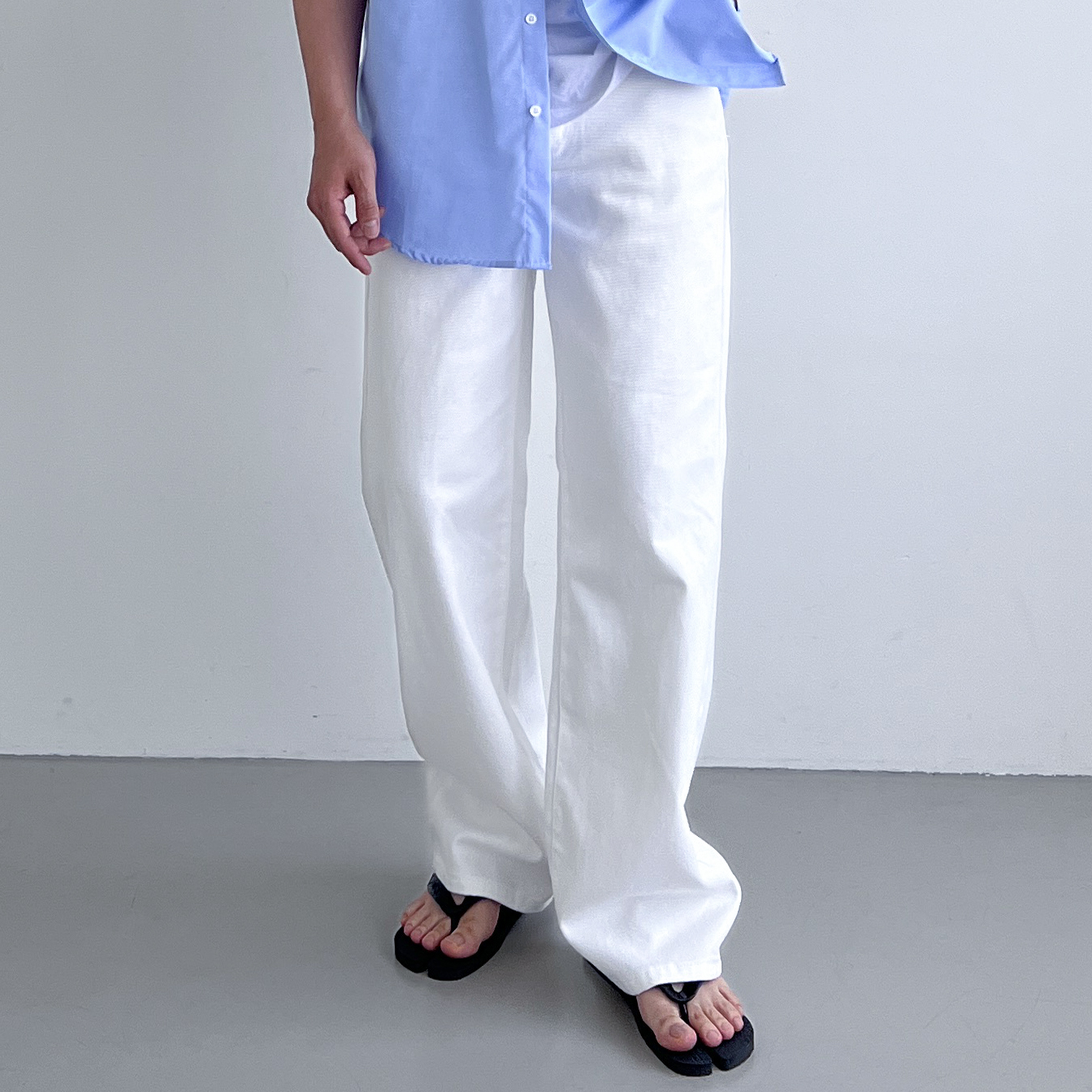남자흰바지 백바지 남자와이드팬츠 통바지 - 상세 이미지 4