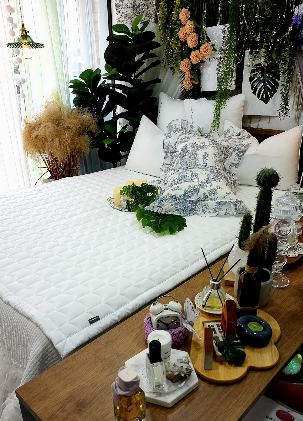 여름 냉감침대패드 국내생산 사계절 순면침대패드 고정밴드