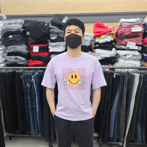 (국산면원단/국내자체생산) T1063 남성용 브이스마일 오버핏 반팔 티셔츠 30대40대남성의류 - 상세 이미지 5