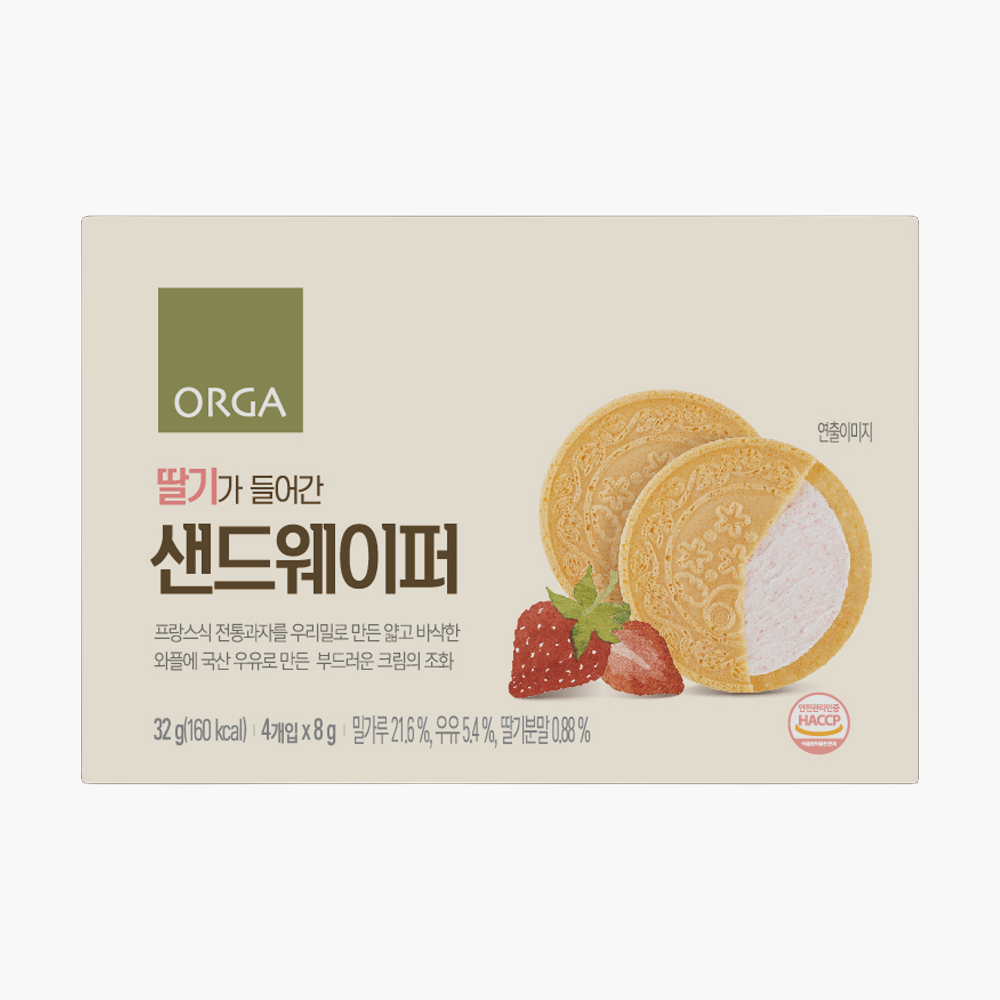 ORGA 딸기가 들어간 샌드웨이퍼 32g : 헬로우먼데이