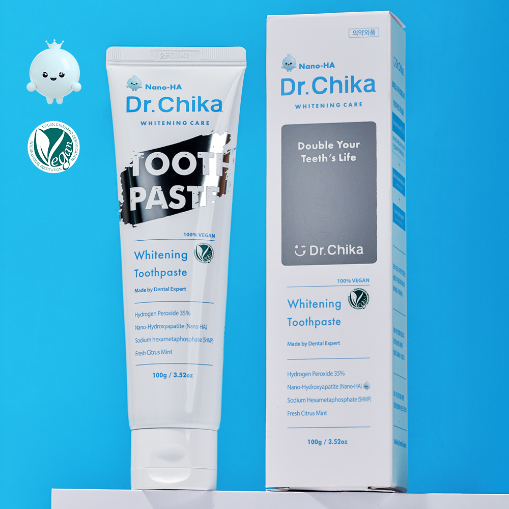 닥터치카 나노하 치아 미백치약 비건 화이트닝 시린증상없는 누렁니 미백효과 100g, 1개 - 상품 이미지