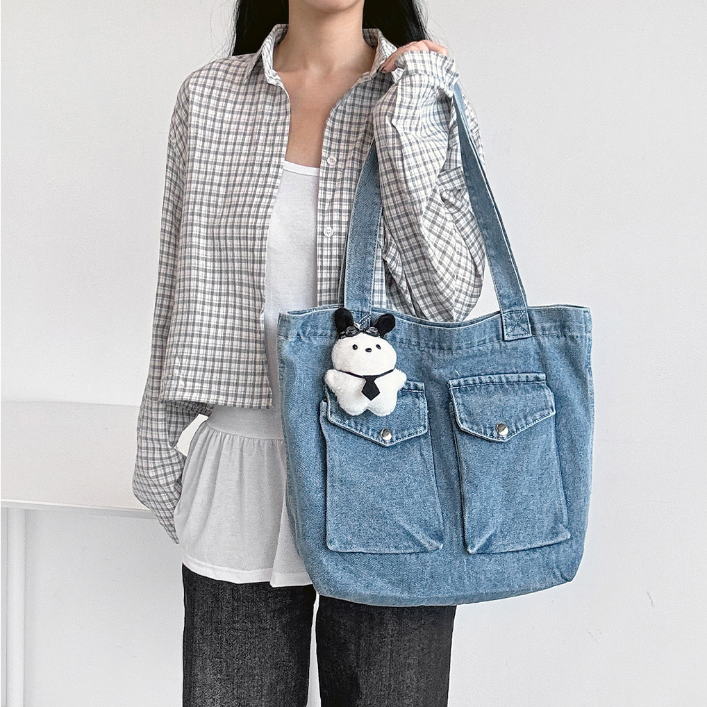 데일리 여성 캐주얼 데님 숄더백 여대생 직장인 소지품가방 - 상세 이미지 3