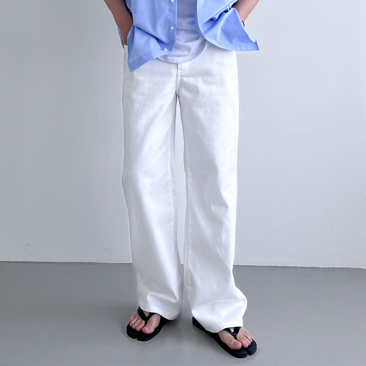 남자흰바지 백바지 남자와이드팬츠 통바지 - 상세 이미지 5