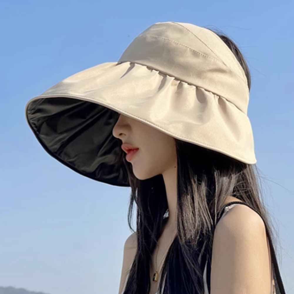 여성용 자외선 차단 큰 챙 여성모자 자외선차단 큰챙모자 햇빛차단 여름모자 썬캡모자 베이지 - 메인 이미지