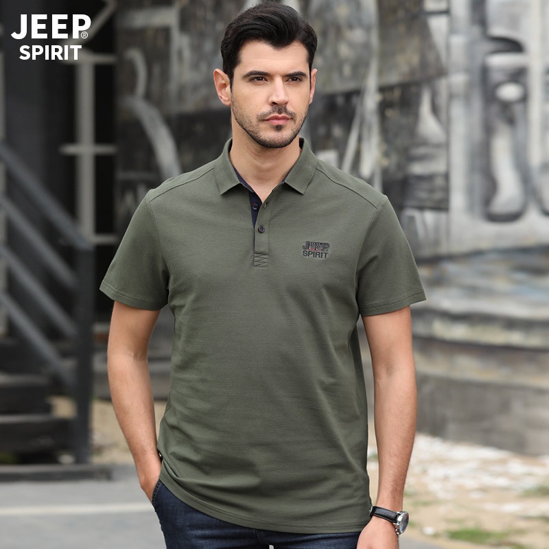 JEEP 남성반팔티 비즈니스 캐주얼 스포츠 라펠 남성반팔티셔츠 - 상품 이미지